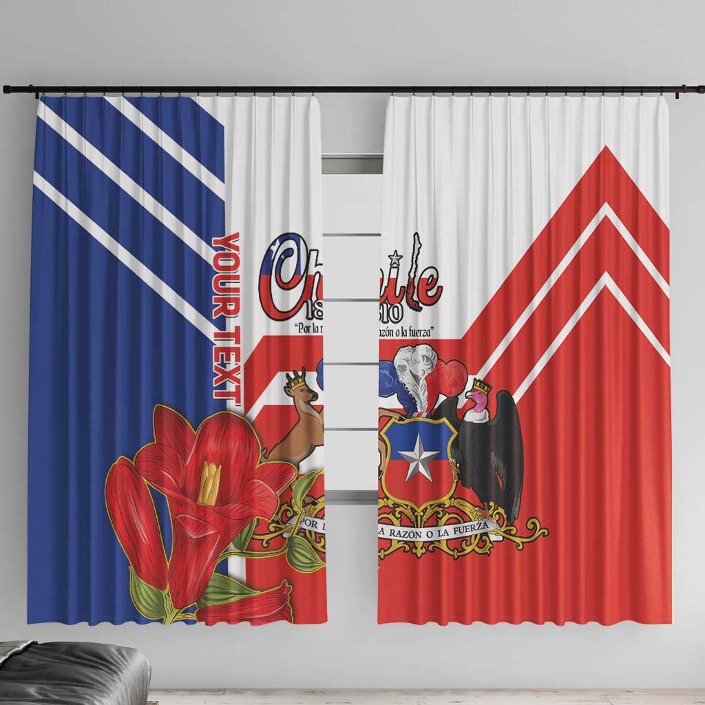 Personalized Chile Independence Day Window Curtain Chilean Coat Of Arms Copihue Flag Style - Wonder Print Shop