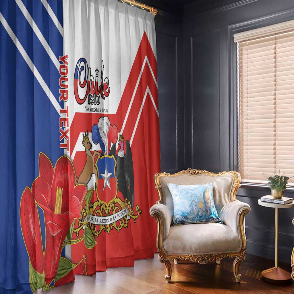 Personalized Chile Independence Day Window Curtain Chilean Coat Of Arms Copihue Flag Style - Wonder Print Shop
