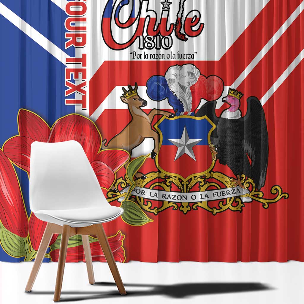 Personalized Chile Independence Day Window Curtain Chilean Coat Of Arms Copihue Flag Style - Wonder Print Shop