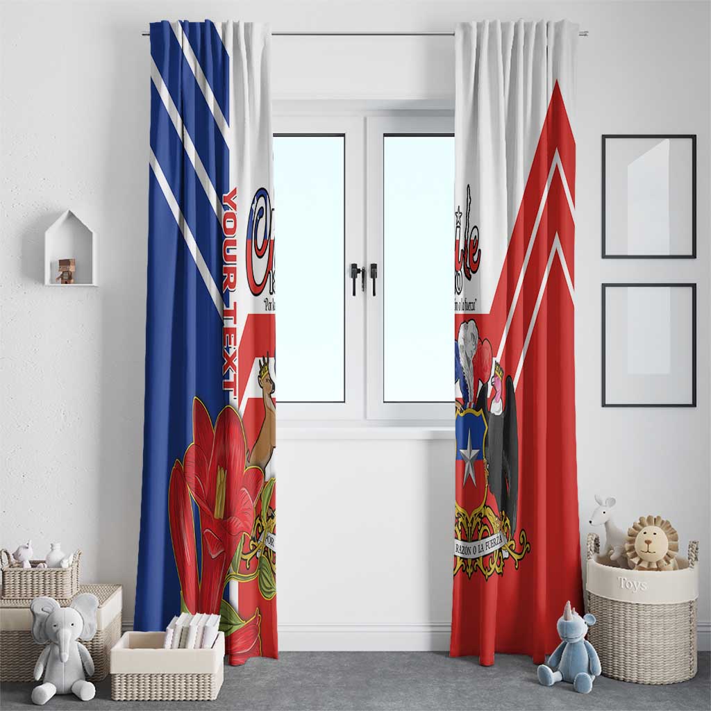 Personalized Chile Independence Day Window Curtain Chilean Coat Of Arms Copihue Flag Style - Wonder Print Shop