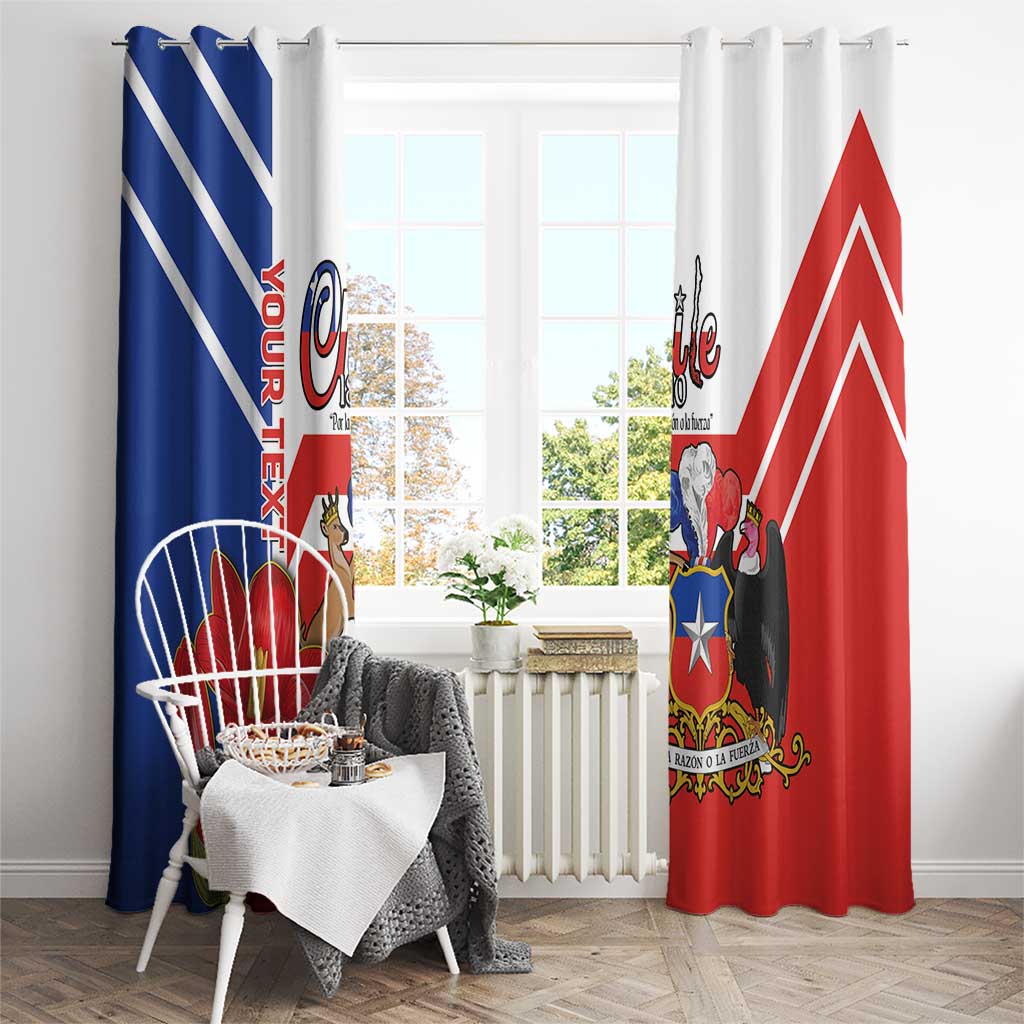 Personalized Chile Independence Day Window Curtain Chilean Coat Of Arms Copihue Flag Style - Wonder Print Shop