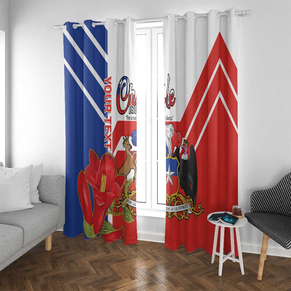 Personalized Chile Independence Day Window Curtain Chilean Coat Of Arms Copihue Flag Style - Wonder Print Shop