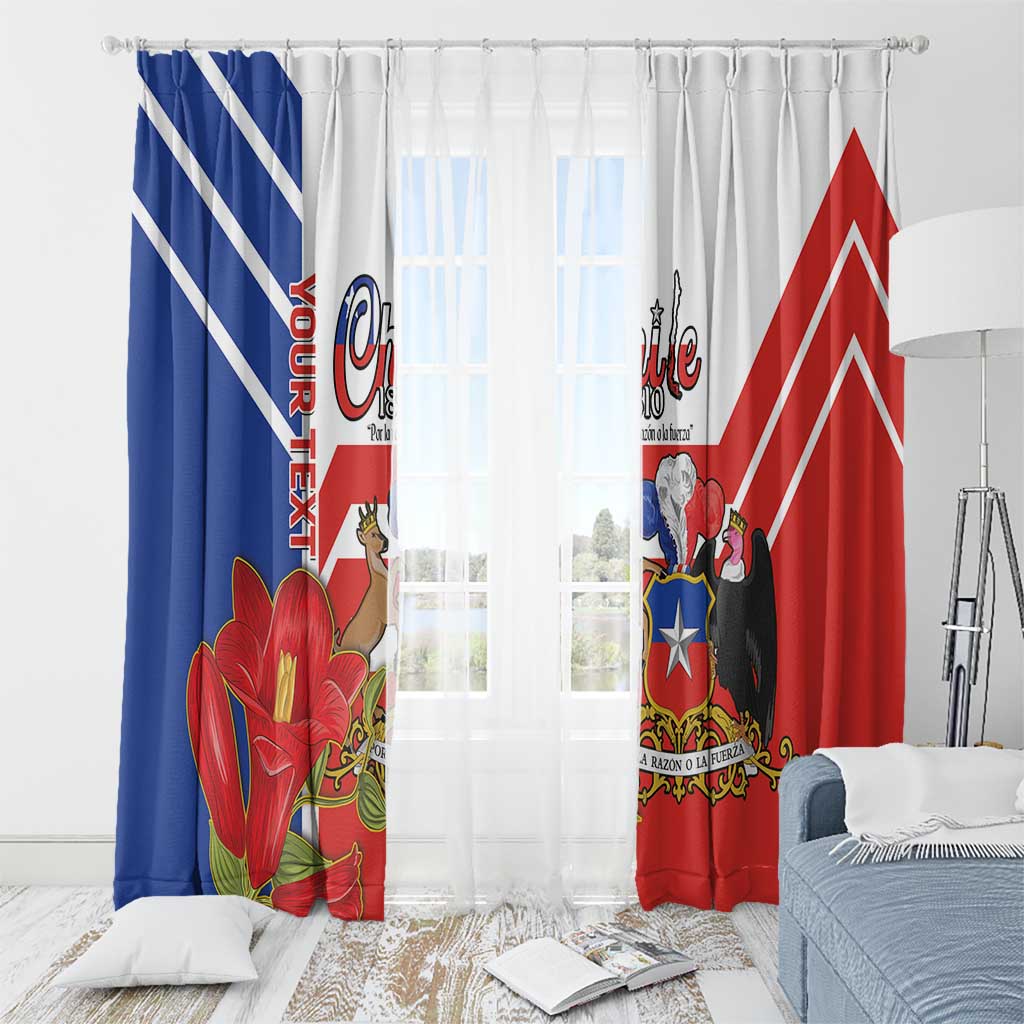 Personalized Chile Independence Day Window Curtain Chilean Coat Of Arms Copihue Flag Style - Wonder Print Shop