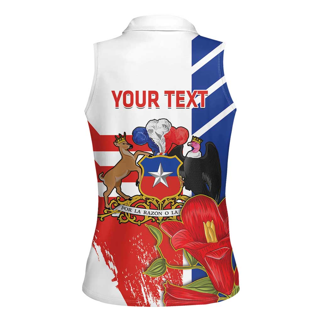 Personalized Chile Independence Day Women Sleeveless Polo Shirt Chilean Coat Of Arms Copihue Flag Style - Wonder Print Shop