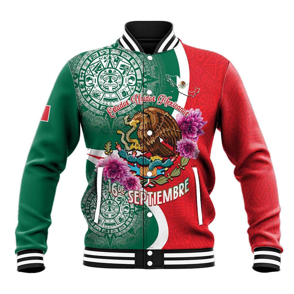Personalized Mexico Independence Day Baseball Jacket 16 De Septiembre Mexican Aztec - Wonder Print Shop