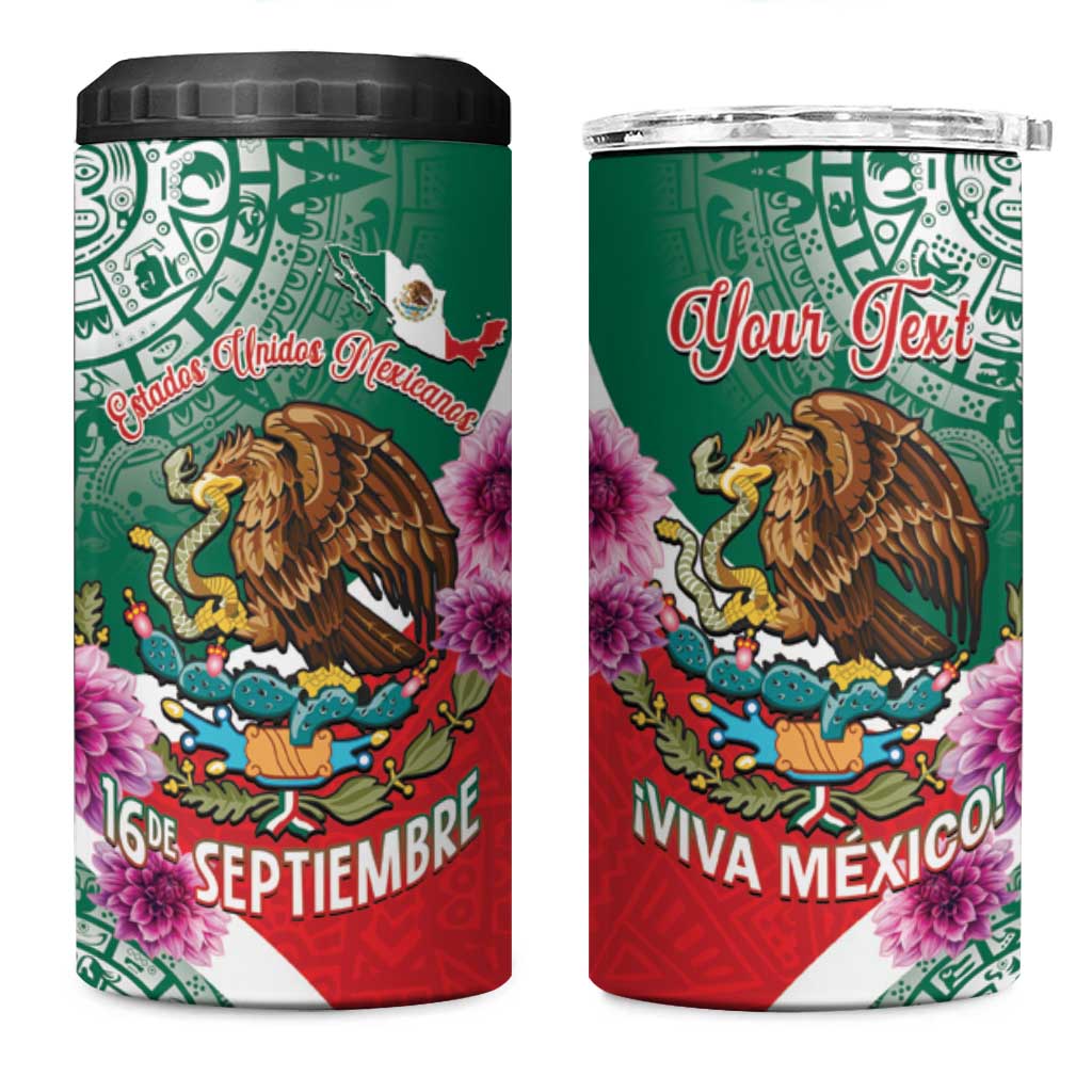 Personalized Mexico Independence Day 4 in 1 Can Cooler Tumbler 16 De Septiembre Mexican Aztec - Wonder Print Shop