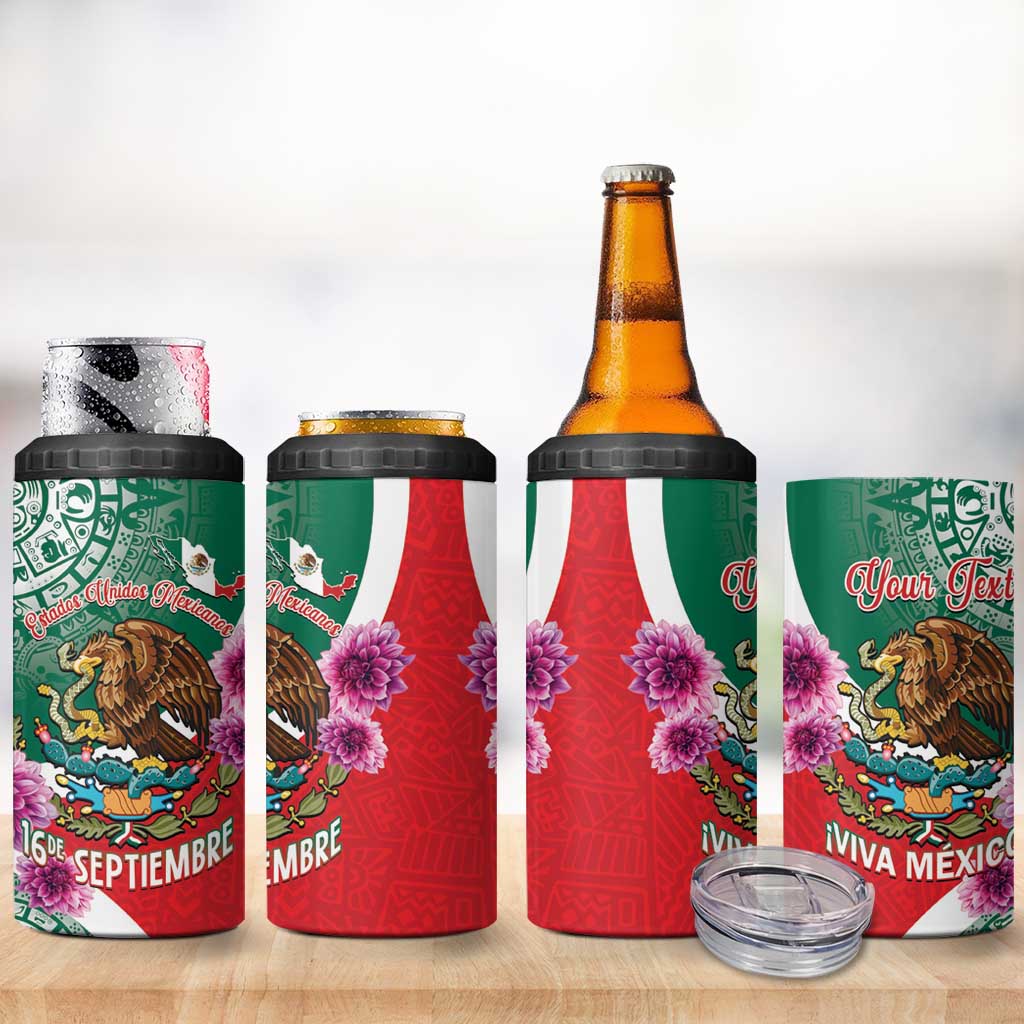 Personalized Mexico Independence Day 4 in 1 Can Cooler Tumbler 16 De Septiembre Mexican Aztec - Wonder Print Shop