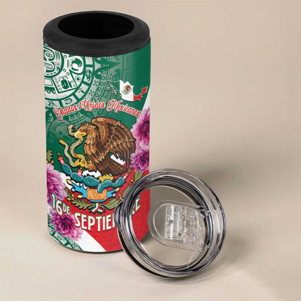 Personalized Mexico Independence Day 4 in 1 Can Cooler Tumbler 16 De Septiembre Mexican Aztec - Wonder Print Shop