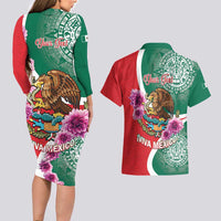 Personalized Mexico Independence Day Couples Matching Long Sleeve Bodycon Dress and Hawaiian Shirt 16 De Septiembre Mexican Aztec - Wonder Print Shop