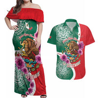 Personalized Mexico Independence Day Couples Matching Off Shoulder Maxi Dress and Hawaiian Shirt 16 De Septiembre Mexican Aztec - Wonder Print Shop