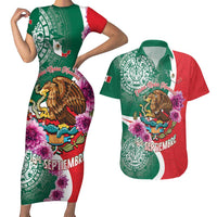 Personalized Mexico Independence Day Couples Matching Short Sleeve Bodycon Dress and Hawaiian Shirt 16 De Septiembre Mexican Aztec - Wonder Print Shop