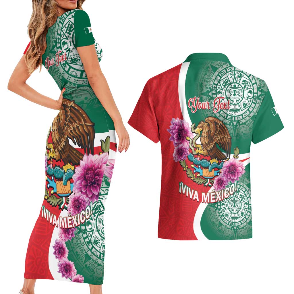 Personalized Mexico Independence Day Couples Matching Short Sleeve Bodycon Dress and Hawaiian Shirt 16 De Septiembre Mexican Aztec - Wonder Print Shop