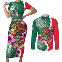 Personalized Mexico Independence Day Couples Matching Short Sleeve Bodycon Dress and Long Sleeve Button Shirt 16 De Septiembre Mexican Aztec - Wonder Print Shop