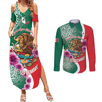 Personalized Mexico Independence Day Couples Matching Summer Maxi Dress and Long Sleeve Button Shirt 16 De Septiembre Mexican Aztec - Wonder Print Shop