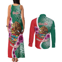 Personalized Mexico Independence Day Couples Matching Tank Maxi Dress and Long Sleeve Button Shirt 16 De Septiembre Mexican Aztec - Wonder Print Shop