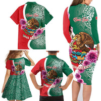 Personalized Mexico Independence Day Family Matching Long Sleeve Bodycon Dress and Hawaiian Shirt 16 De Septiembre Mexican Aztec - Wonder Print Shop