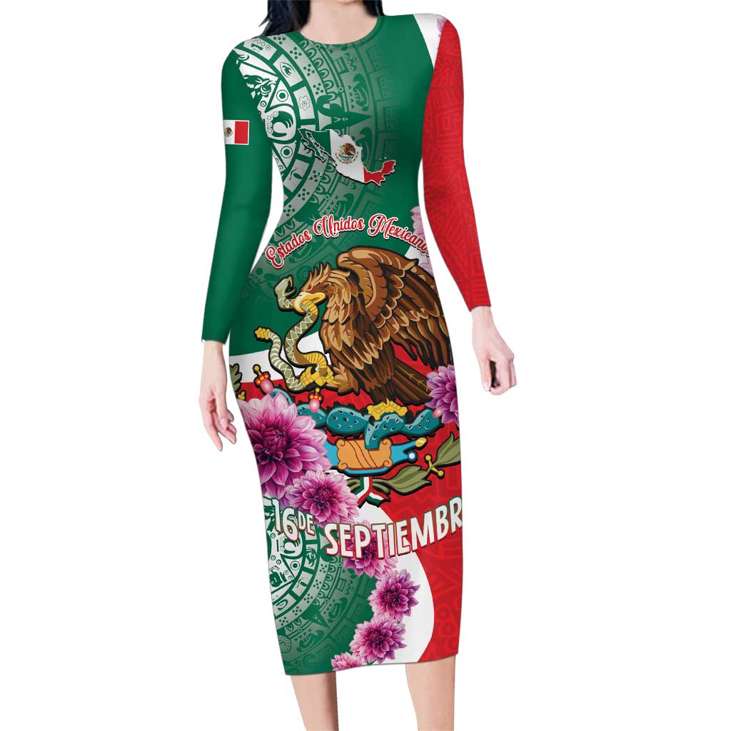 Personalized Mexico Independence Day Family Matching Long Sleeve Bodycon Dress and Hawaiian Shirt 16 De Septiembre Mexican Aztec - Wonder Print Shop