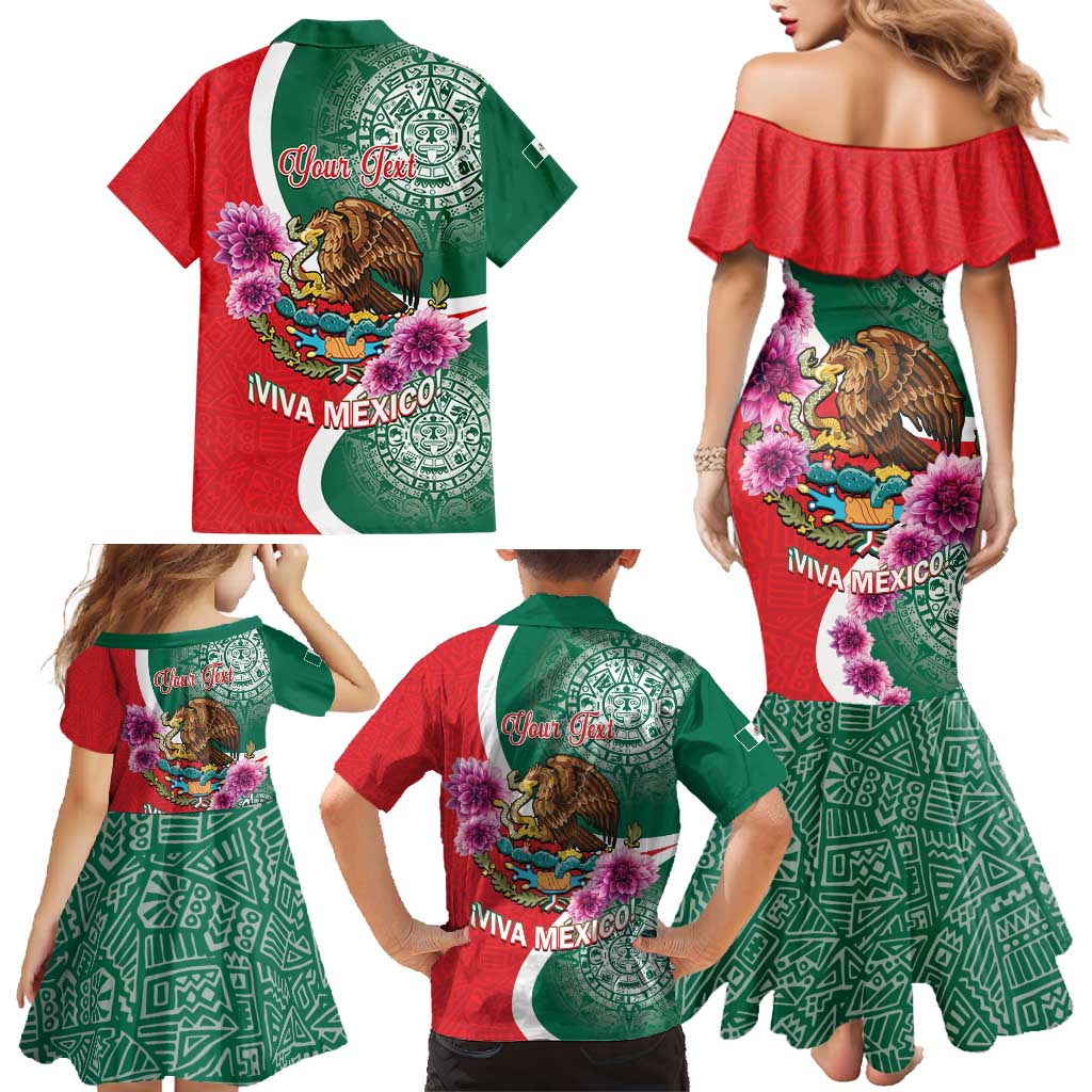 Personalized Mexico Independence Day Family Matching Mermaid Dress and Hawaiian Shirt 16 De Septiembre Mexican Aztec - Wonder Print Shop