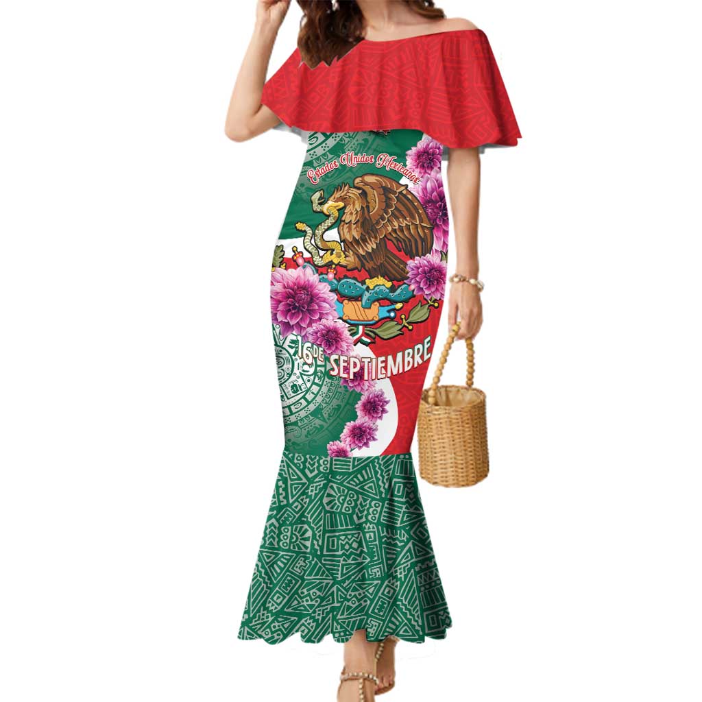 Personalized Mexico Independence Day Family Matching Mermaid Dress and Hawaiian Shirt 16 De Septiembre Mexican Aztec - Wonder Print Shop