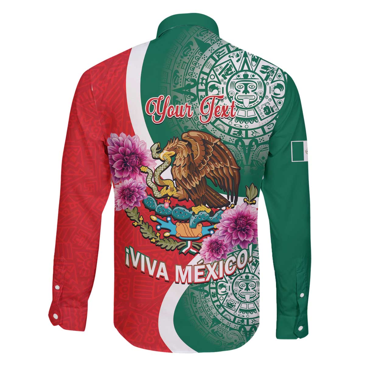 Personalized Mexico Independence Day Family Matching Off The Shoulder Long Sleeve Dress and Hawaiian Shirt 16 De Septiembre Mexican Aztec - Wonder Print Shop