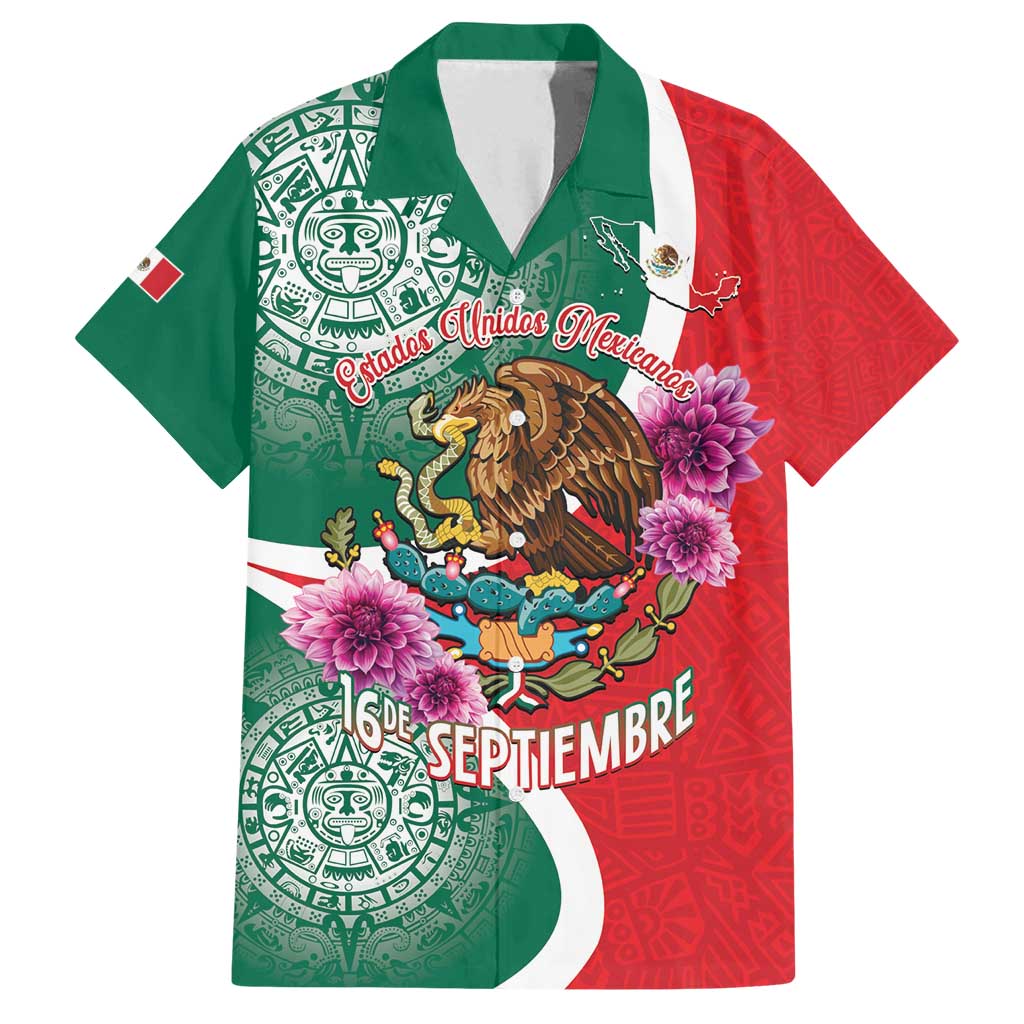 Personalized Mexico Independence Day Family Matching Off Shoulder Maxi Dress and Hawaiian Shirt 16 De Septiembre Mexican Aztec - Wonder Print Shop
