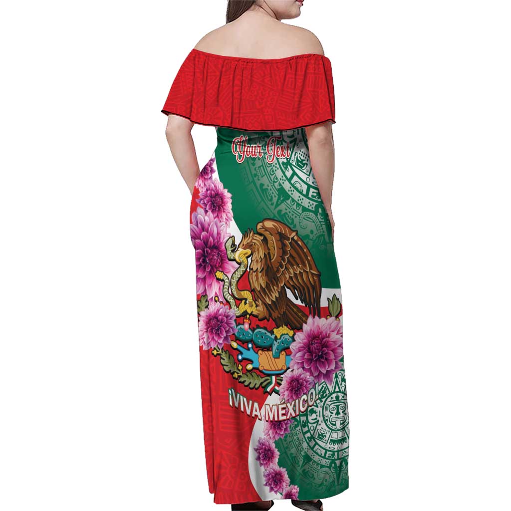 Personalized Mexico Independence Day Family Matching Off Shoulder Maxi Dress and Hawaiian Shirt 16 De Septiembre Mexican Aztec - Wonder Print Shop