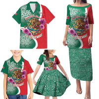 Personalized Mexico Independence Day Family Matching Puletasi and Hawaiian Shirt 16 De Septiembre Mexican Aztec - Wonder Print Shop