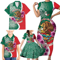 Personalized Mexico Independence Day Family Matching Short Sleeve Bodycon Dress and Hawaiian Shirt 16 De Septiembre Mexican Aztec - Wonder Print Shop