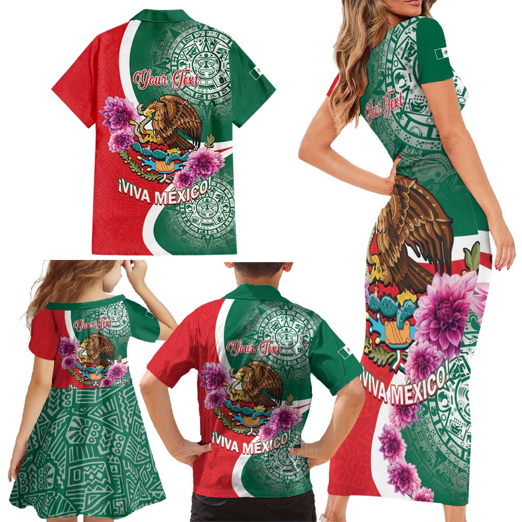 Personalized Mexico Independence Day Family Matching Short Sleeve Bodycon Dress and Hawaiian Shirt 16 De Septiembre Mexican Aztec - Wonder Print Shop