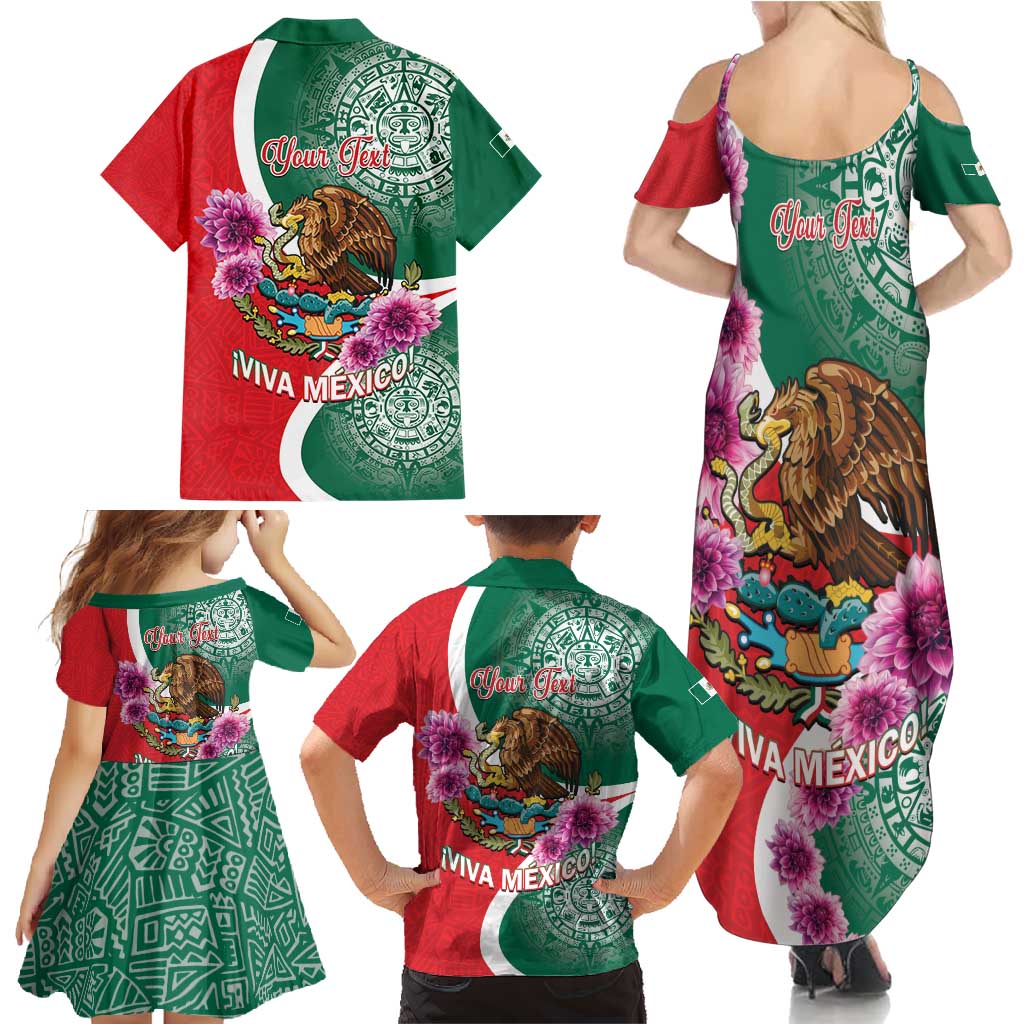 Personalized Mexico Independence Day Family Matching Summer Maxi Dress and Hawaiian Shirt 16 De Septiembre Mexican Aztec - Wonder Print Shop