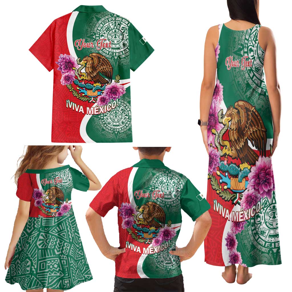Personalized Mexico Independence Day Family Matching Tank Maxi Dress and Hawaiian Shirt 16 De Septiembre Mexican Aztec - Wonder Print Shop