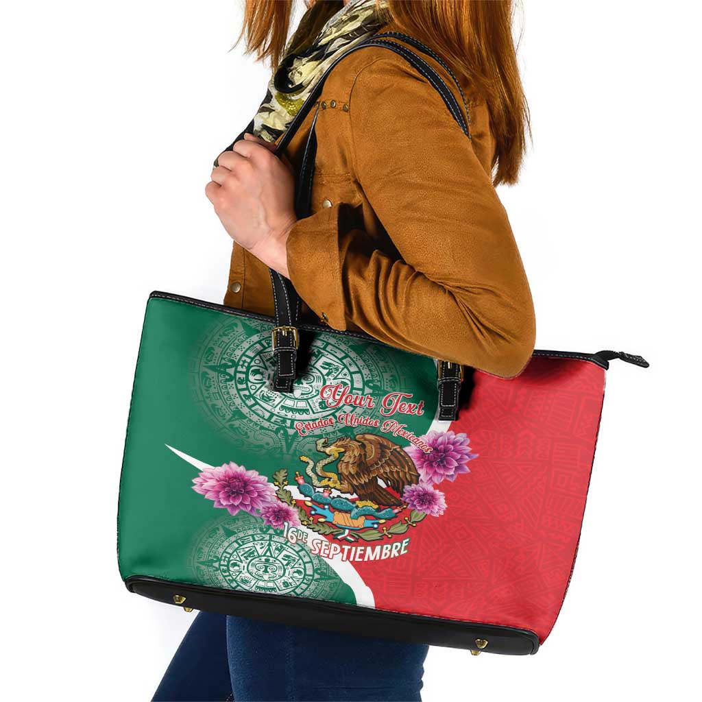 Personalized Mexico Independence Day Leather Tote Bag 16 De Septiembre Mexican Aztec - Wonder Print Shop