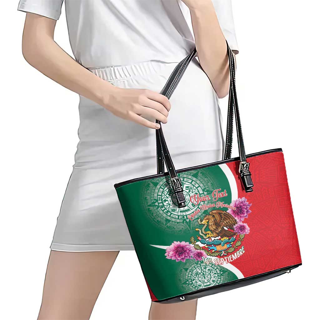 Personalized Mexico Independence Day Leather Tote Bag 16 De Septiembre Mexican Aztec - Wonder Print Shop