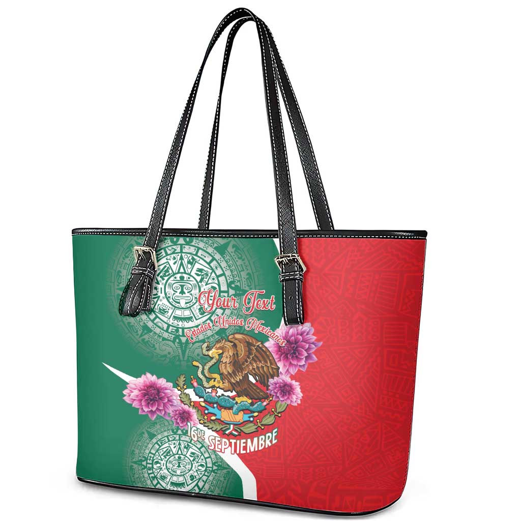 Personalized Mexico Independence Day Leather Tote Bag 16 De Septiembre Mexican Aztec - Wonder Print Shop