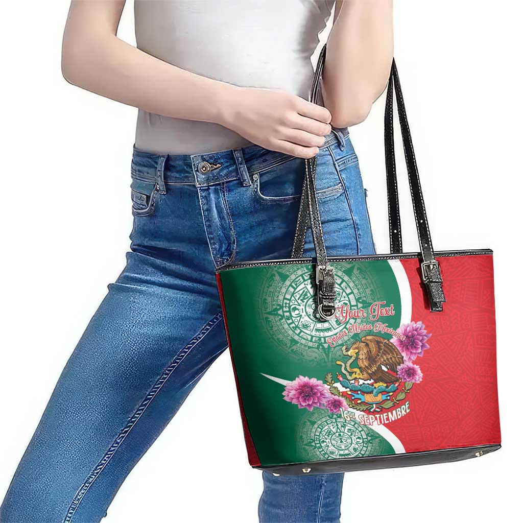 Personalized Mexico Independence Day Leather Tote Bag 16 De Septiembre Mexican Aztec - Wonder Print Shop