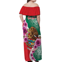 Personalized Mexico Independence Day Off Shoulder Maxi Dress 16 De Septiembre Mexican Aztec - Wonder Print Shop