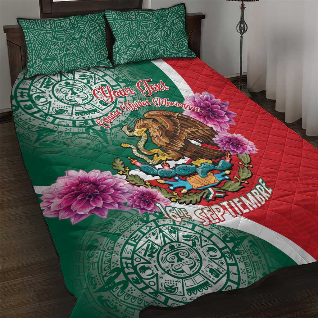 Personalized Mexico Independence Day Quilt Bed Set 16 De Septiembre Mexican Aztec - Wonder Print Shop