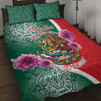 Personalized Mexico Independence Day Quilt Bed Set 16 De Septiembre Mexican Aztec - Wonder Print Shop