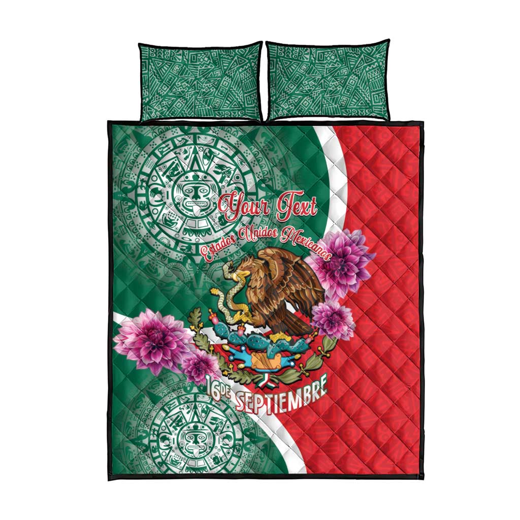 Personalized Mexico Independence Day Quilt Bed Set 16 De Septiembre Mexican Aztec - Wonder Print Shop