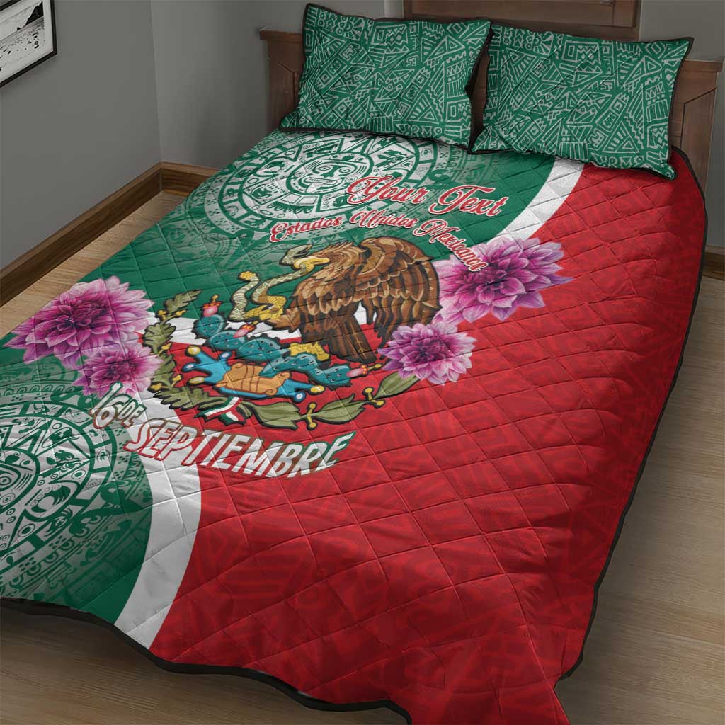 Personalized Mexico Independence Day Quilt Bed Set 16 De Septiembre Mexican Aztec - Wonder Print Shop