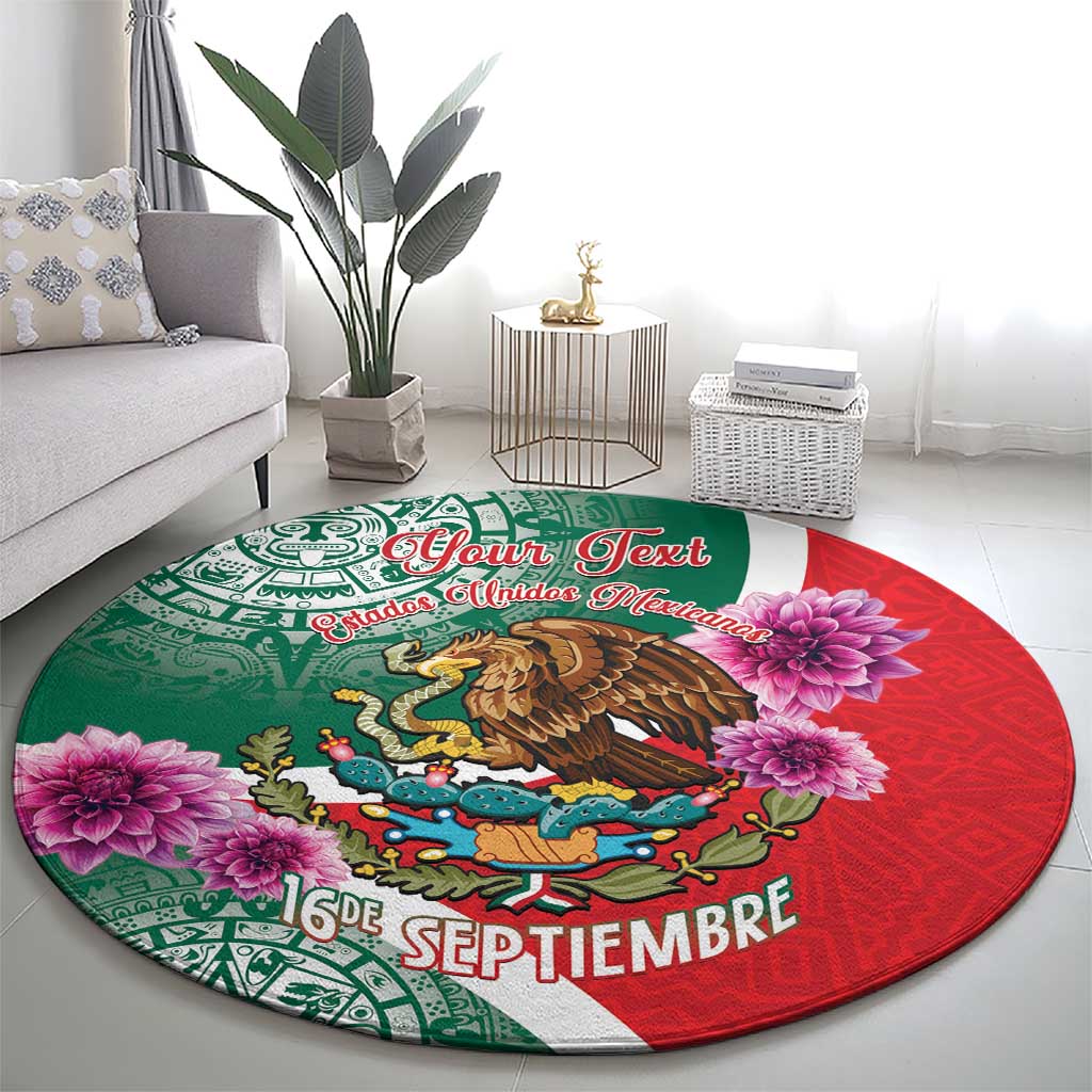 Personalized Mexico Independence Day Round Carpet 16 De Septiembre Mexican Aztec