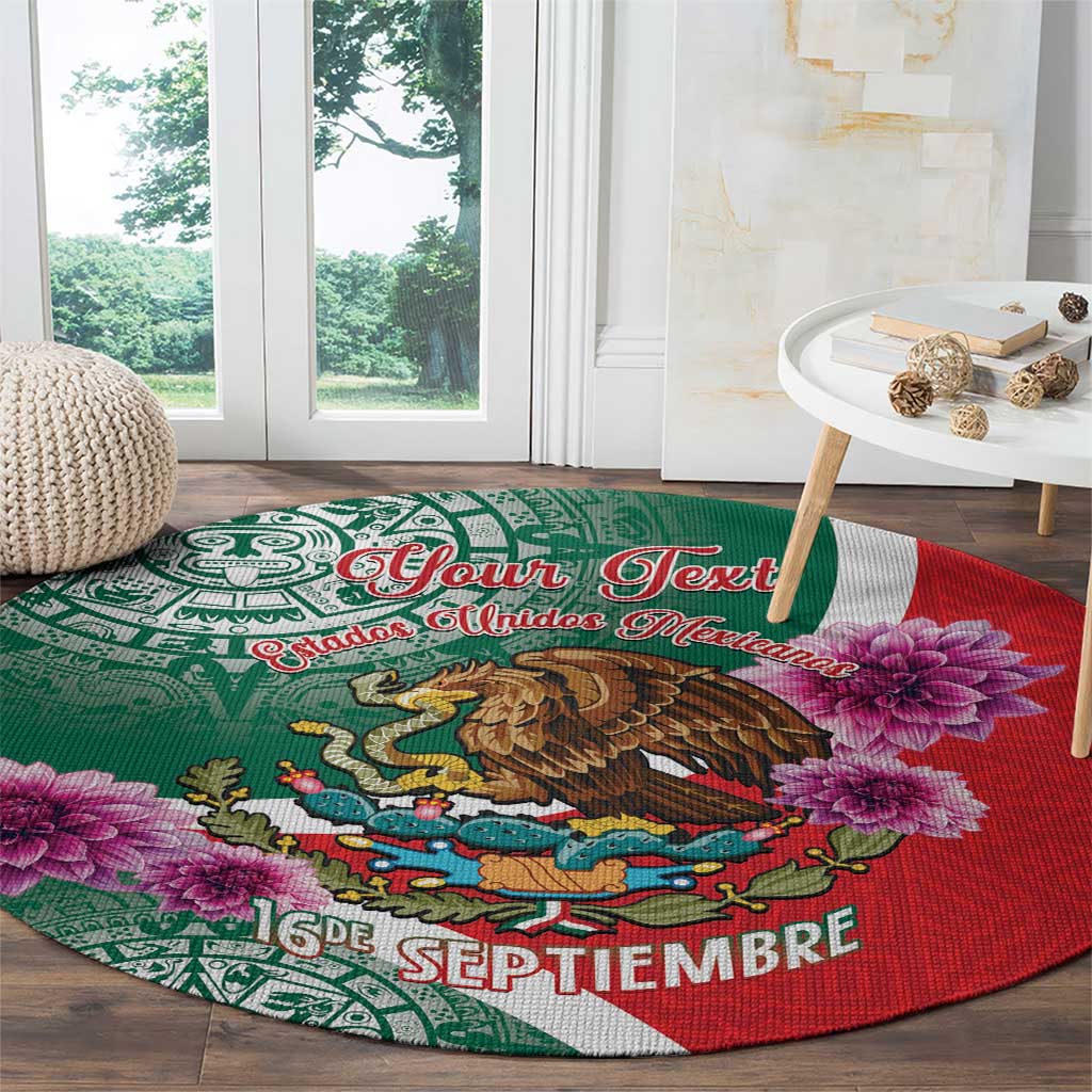 Personalized Mexico Independence Day Round Carpet 16 De Septiembre Mexican Aztec