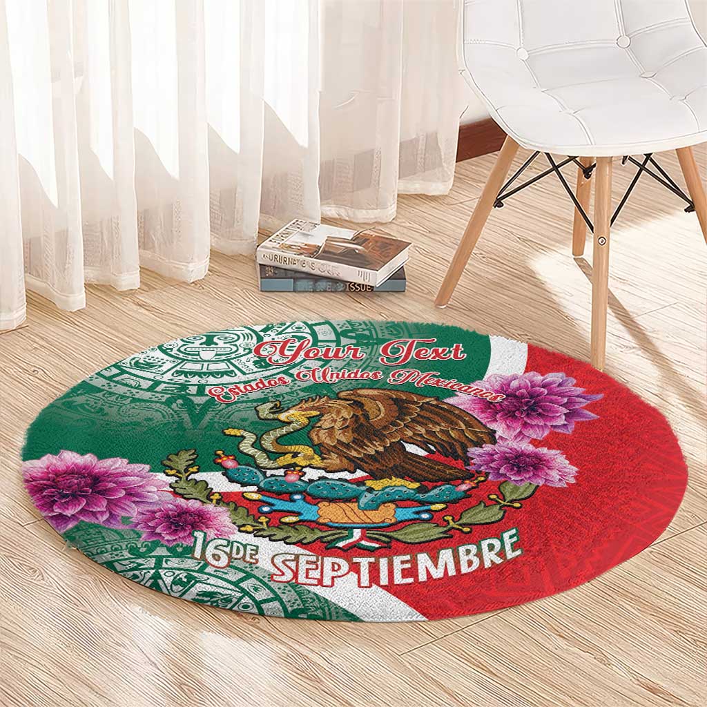 Personalized Mexico Independence Day Round Carpet 16 De Septiembre Mexican Aztec