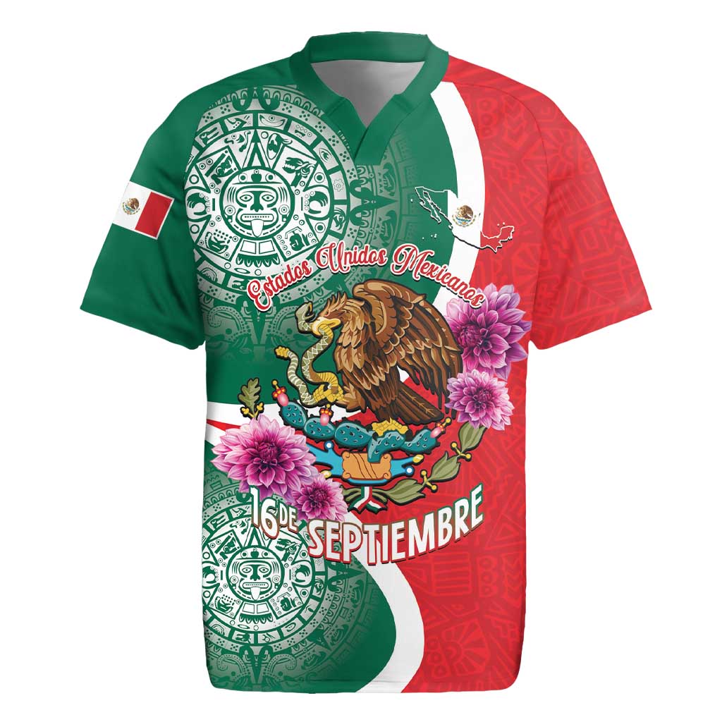 Personalized Mexico Independence Day Rugby Jersey 16 De Septiembre Mexican Aztec - Wonder Print Shop