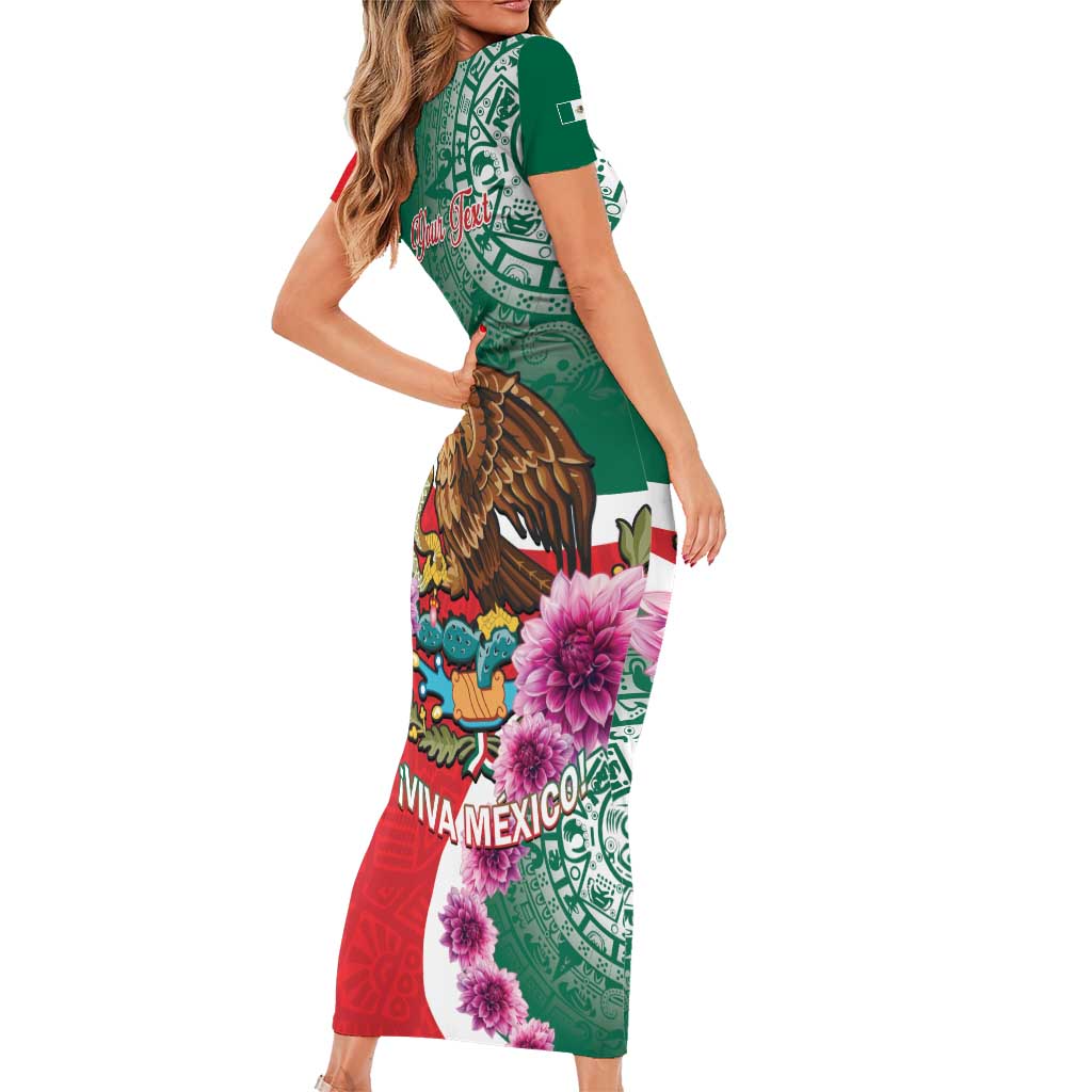 Personalized Mexico Independence Day Short Sleeve Bodycon Dress 16 De Septiembre Mexican Aztec - Wonder Print Shop