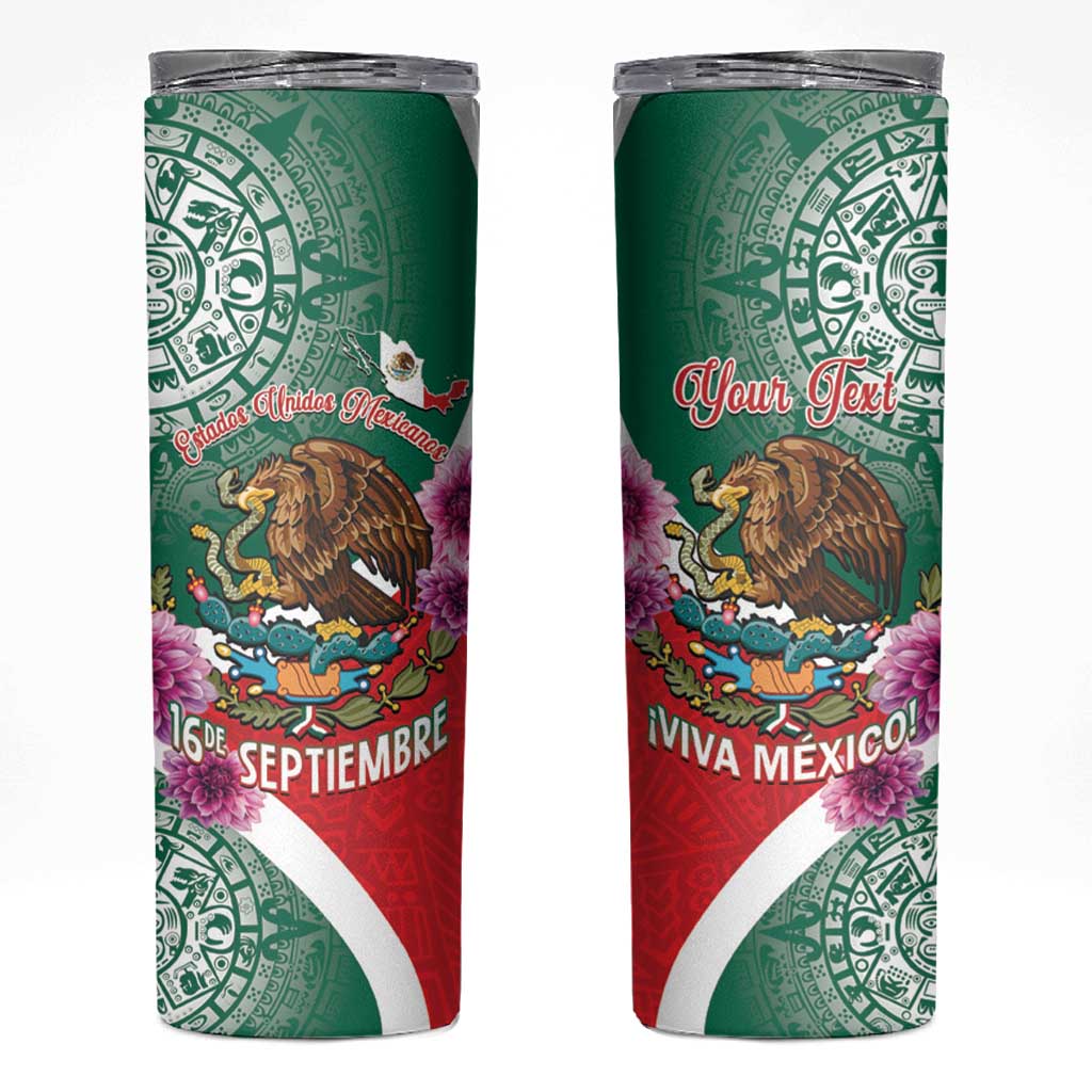 Personalized Mexico Independence Day Skinny Tumbler 16 De Septiembre Mexican Aztec - Wonder Print Shop