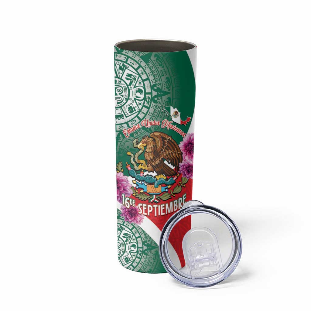 Personalized Mexico Independence Day Skinny Tumbler 16 De Septiembre Mexican Aztec - Wonder Print Shop