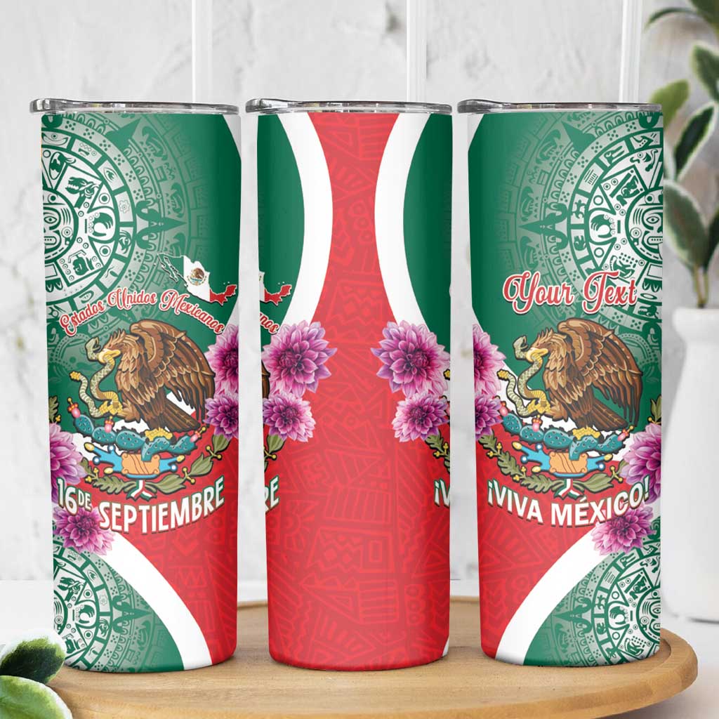 Personalized Mexico Independence Day Skinny Tumbler 16 De Septiembre Mexican Aztec - Wonder Print Shop