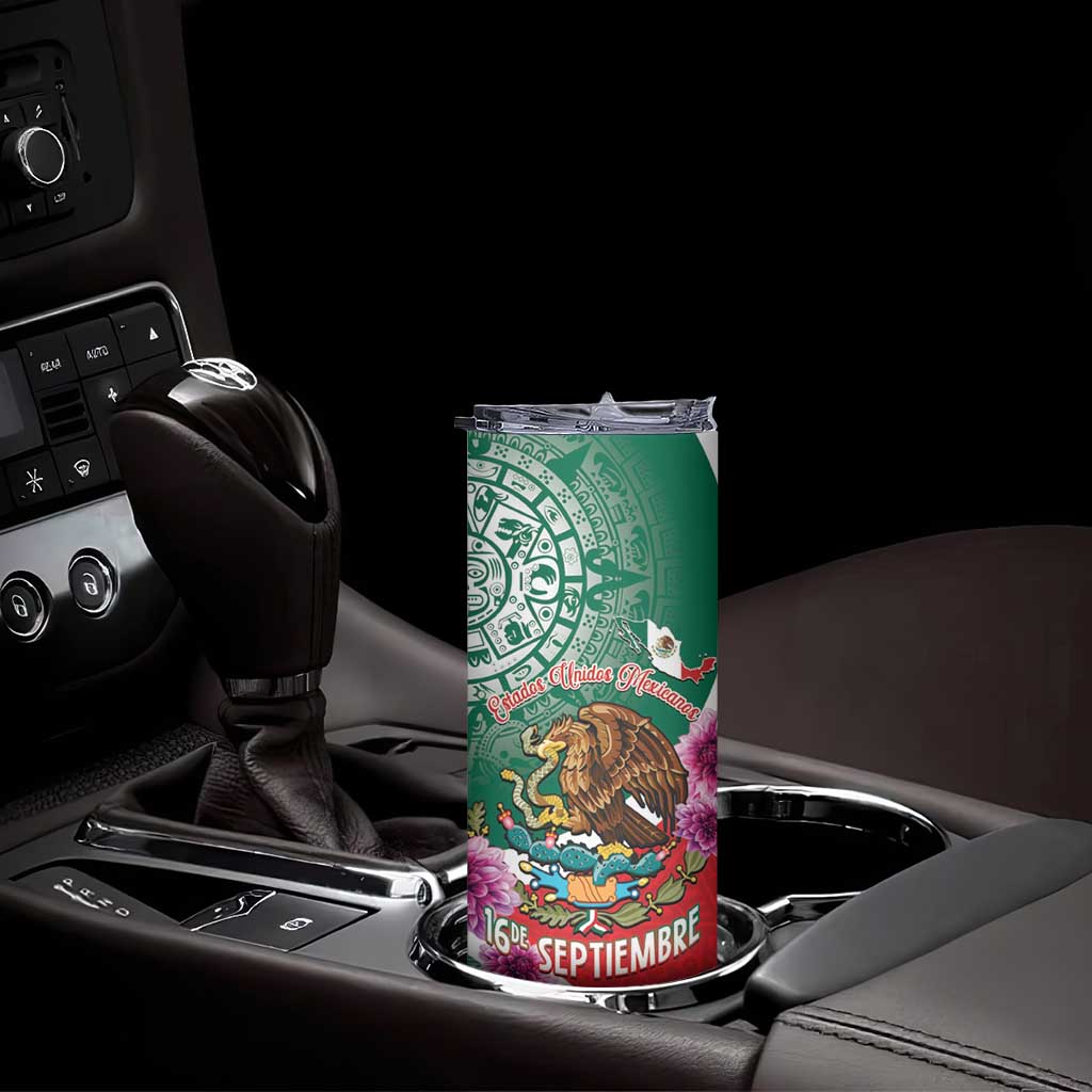 Personalized Mexico Independence Day Skinny Tumbler 16 De Septiembre Mexican Aztec - Wonder Print Shop