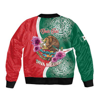Personalized Mexico Independence Day Sleeve Zip Bomber Jacket 16 De Septiembre Mexican Aztec - Wonder Print Shop
